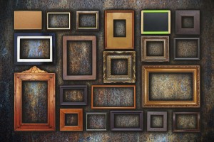 wall of picture frames